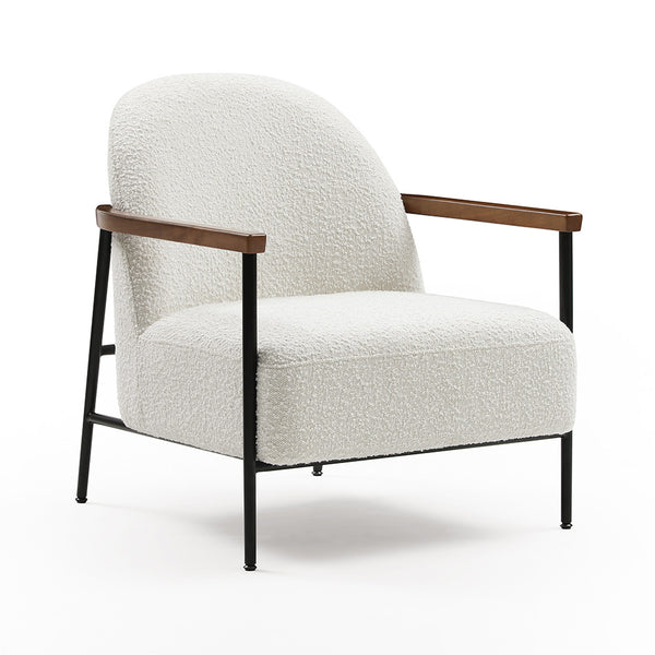 Kazan Lounge Chair - Off White, Walnut & Black – Modern Furniture