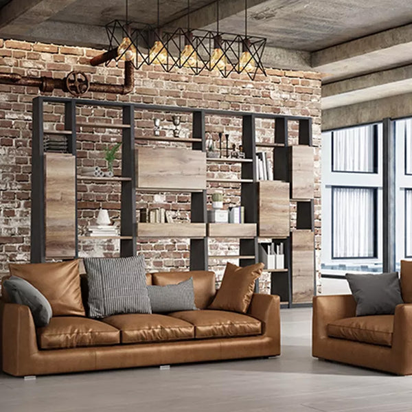 Baron Display Unit 230cm - Warm Oak & Black – Modern Furniture