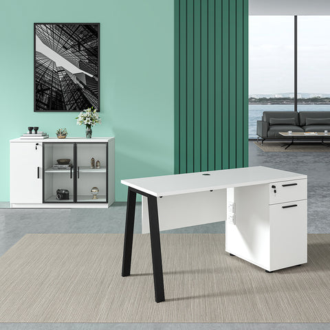 ASPEN Single Workstation 140cm - White & Black