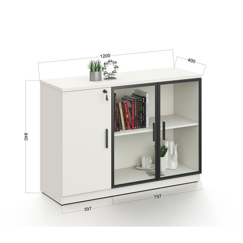 ASPEN Credenza Cabinet 120cm - White & Black