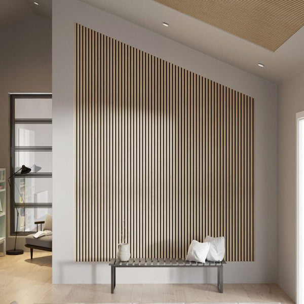 WOODFLEX Flexible Acoustic Wood Slat Wall Panel, Oak Veneer - 2400mm x ...