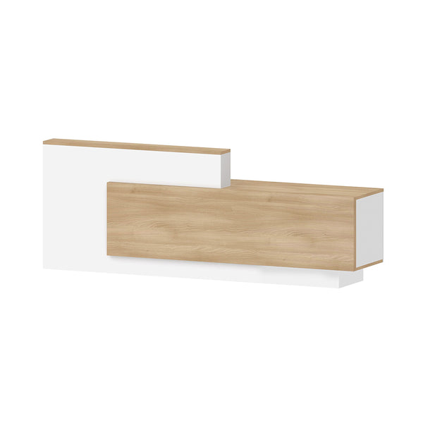 HELMER Reception Desk 2.4M Right Panel - Oak & White – Modern Furniture