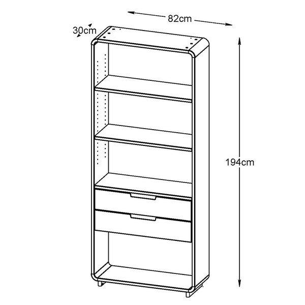 SIENNA Display Unit Bookcase 82cm - Natural & White – Modern Furniture