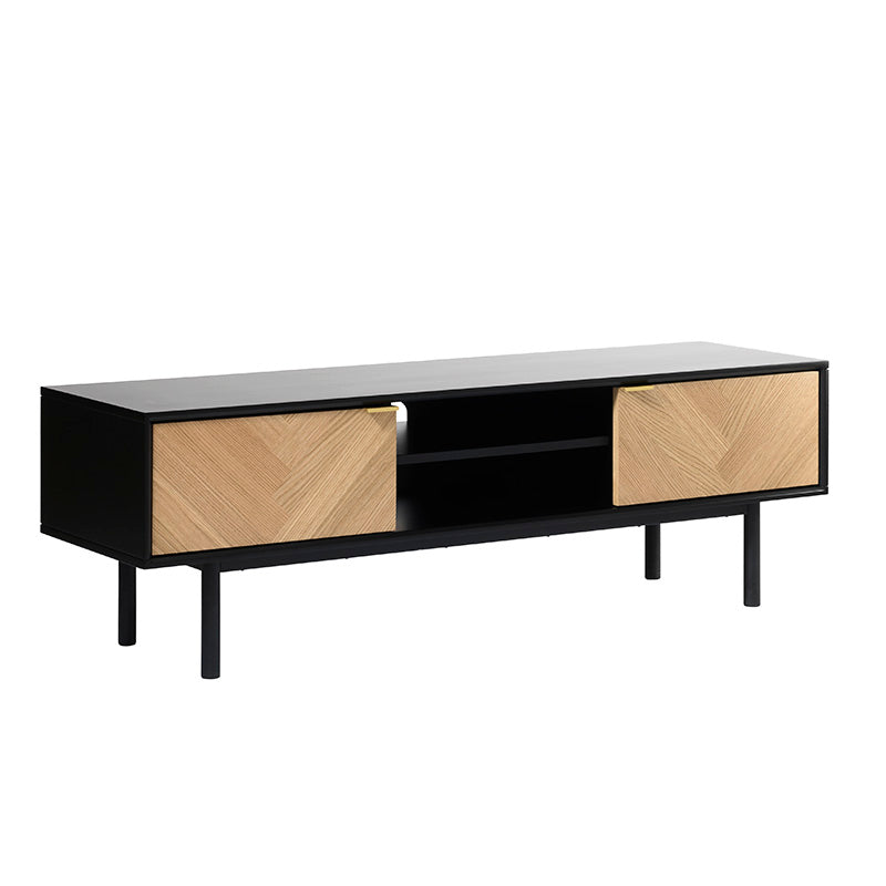 CALVI TV Entertainment Unit 1.6M Natural & Black - Modern Furniture