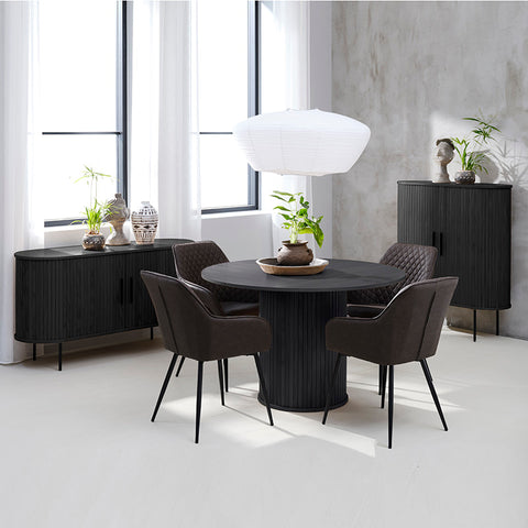 LATINA Round Dining Table 120cm - Dark Brown / Black – Modern Furniture