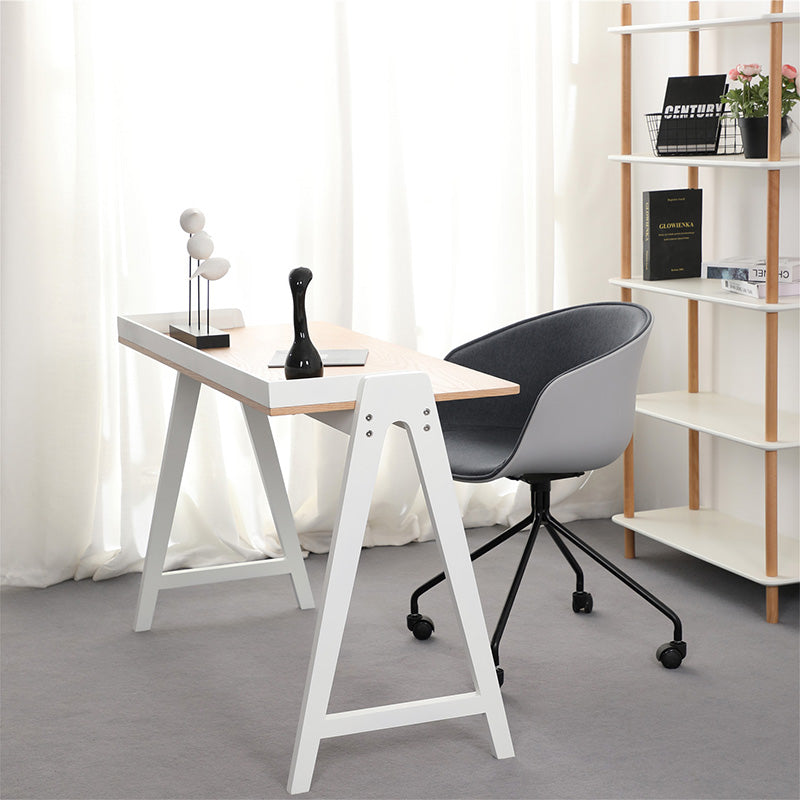 YARA Study Desk 118cm - White & Natural – Modern Furniture