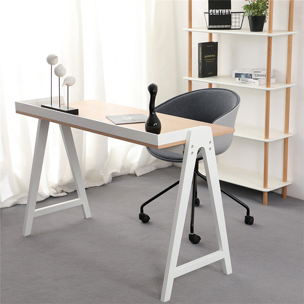 YARA Study Desk 118cm - White & Natural – Modern Furniture