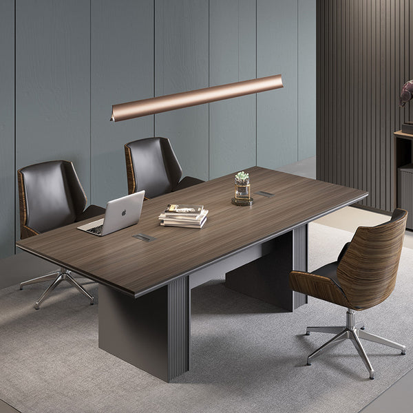 MADDOK Boardroom Table 2.4M - Chocolate & Charcoal Grey – Modern Furniture