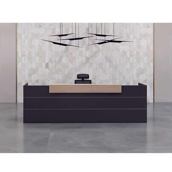 BELEN Reception Desk 2.4M - Acacia & Carbon Grey – Modern Furniture