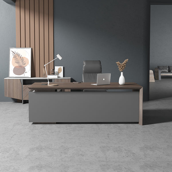 ARMANDO Executive Desk 220cm Right Return - Hazelnut & Grey – Modern ...